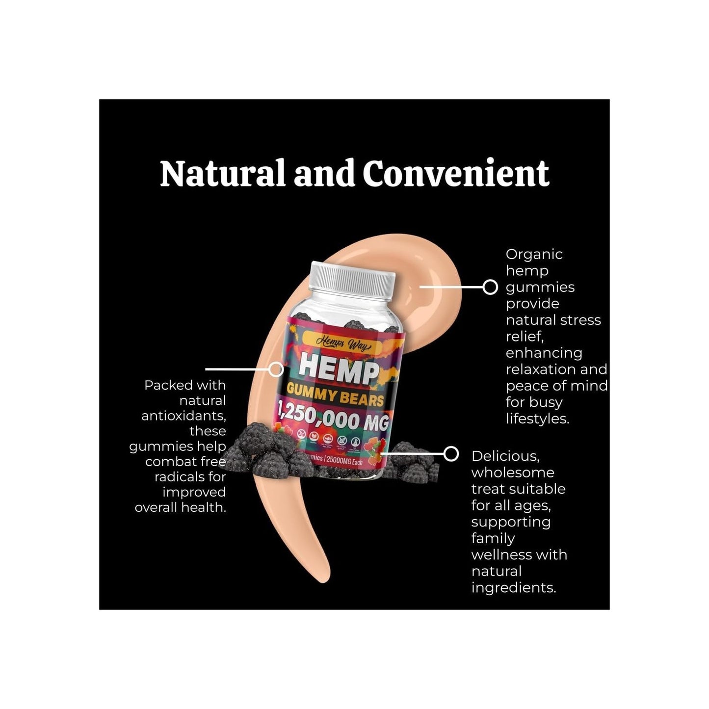 Organic Hemp Gummies for Stresss, Pains, Sleeps, Support- All-Natural, High Potency, Non-GMO, Vegan & 100% Natural Wellness Supplement Prime Vigor XL