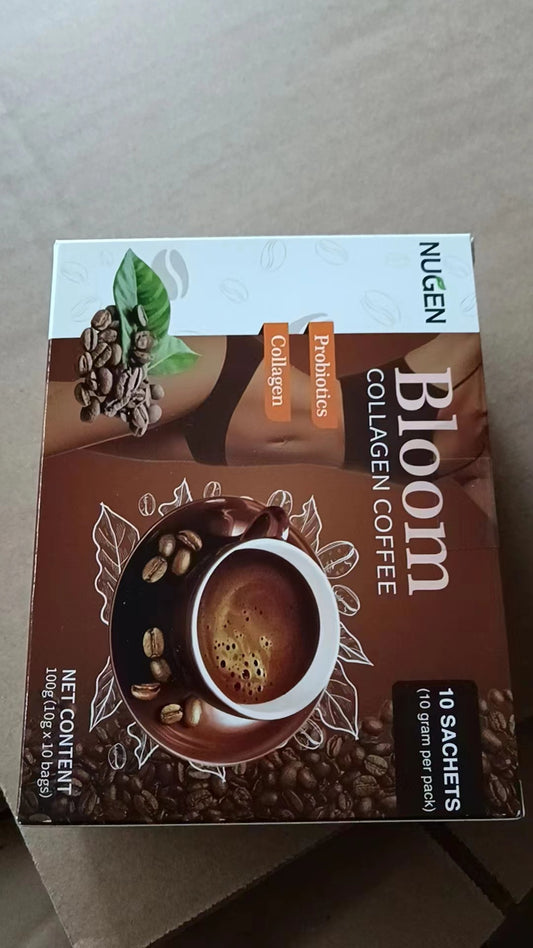 Pre-Order! Slimming Instant Coffee in Chocolate Flavor Neutral Taste Cream Bitter Sugar Glutenin Collagen Bloom White Powder Box Packaging