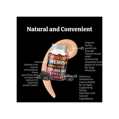 Organic Hemp Gummies for Stresss, Pains, Sleeps, Support- All-Natural, High Potency, Non-GMO, Vegan & 100% Natural Wellness Supplement Prime Vigor XL