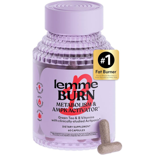 Lemme Burn Belly Fat Capsules for Metabolism Support, 30-Day Supply | AMPK Activator for Men & Women, Clinically Studied Actiponin Gynostemma, Green Tea Extract, Vitamins B6 & B12 Gluten Free