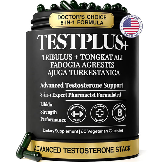 Testosterone Booster for Men, 1,450mg 8-in-1, 700mg Tongkat Ali 200:1, 60ct | Energy, Strength, Focus & Male Vitality Support: Fadogia Agrestis, Turkesterone, Ashwagandha, Tribulus & Maca Root