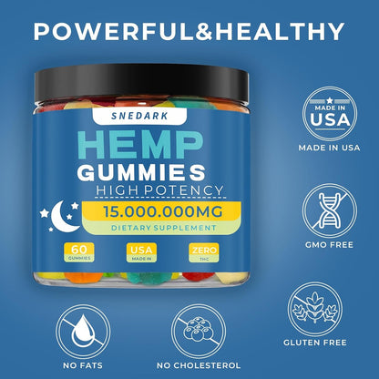 Hemp Gummies Advanced Extra Strength- High Potency Natural Hemp Oil Extract Gummy, Great for Peace & Relaxation,Naturals Fruit Flavors - Made in USA