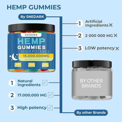 Hemp Gummies Advanced Extra Strength- High Potency Natural Hemp Oil Extract Gummy, Great for Peace & Relaxation,Naturals Fruit Flavors - Made in USA