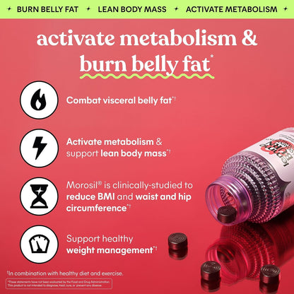 Lemme Burn Belly Fat & Metabolism Gummies for Women, 30-Day Supply | Clinically Studied Morosil, Black Ginger, B6, B12, Chromium, Vegan, Gluten-Free, Berry Flavor