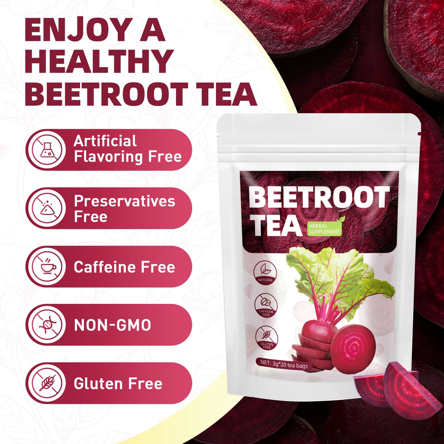 Pre-Order! Healthy Handmade Beetroot Health Tea Small Bags High Grade