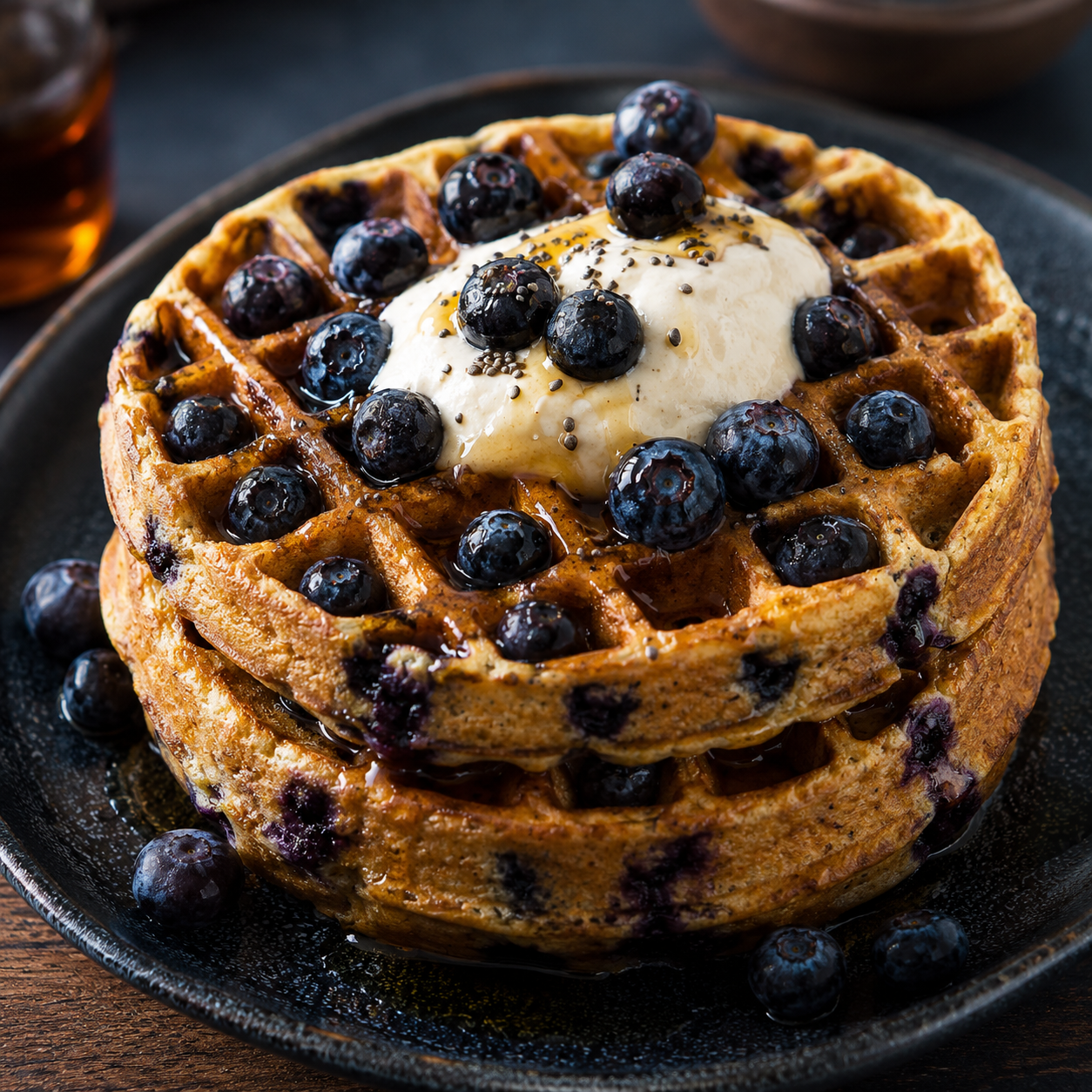Blueberry Protein Waffles