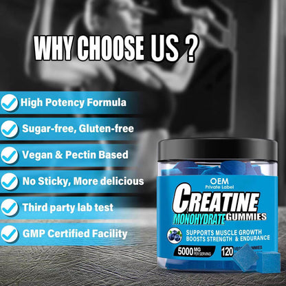 Pre-Order! Creatine Gummies Customized Flavor Pre Workout Supplement 5000mg Creatine Monohydrate Gummies