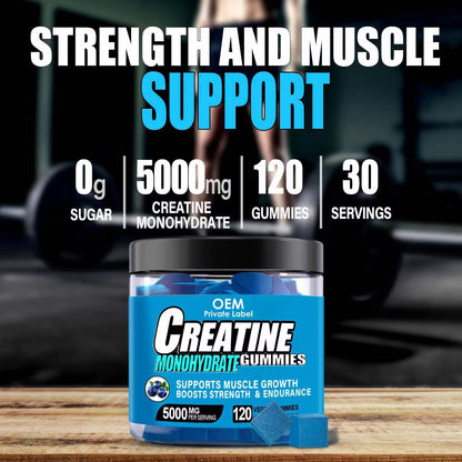Pre-Order! Creatine Gummies Customized Flavor Pre Workout Supplement 5000mg Creatine Monohydrate Gummies