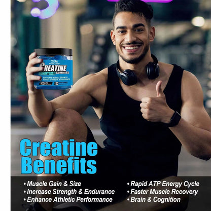 Pre-Order! Creatine Gummies Customized Flavor Pre Workout Supplement 5000mg Creatine Monohydrate Gummies