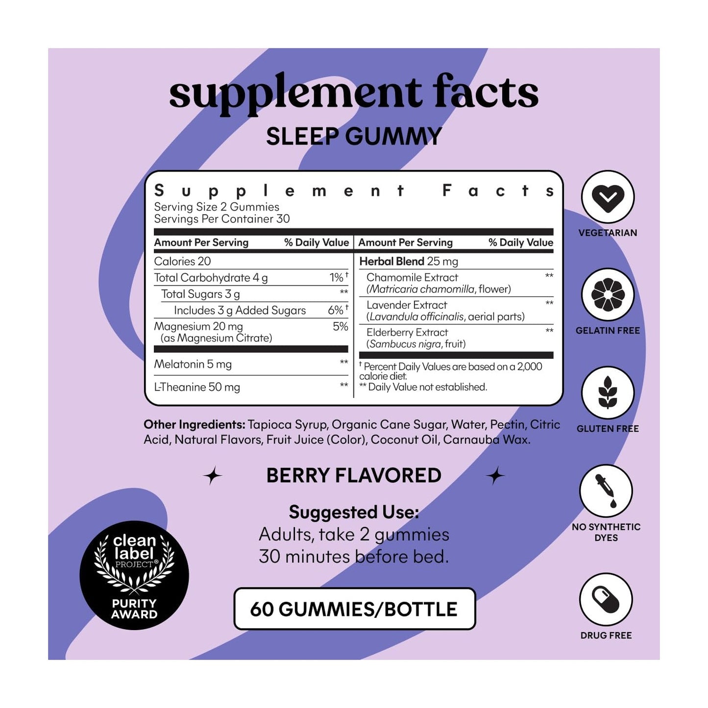 Lemme Sleep Gummies with 5mg Melatonin, 30-Day Supply | 5 mg Melatonin, Elderberry, Magnesium, L-Theanine, Chamomile, Lavender, Drug-Free Sleep Aid, Gluten & Gelatin Free, Non GMO