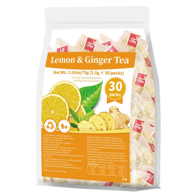 Pre-Order! Lemon & Ginger Tea 75g 30 Sachets Natural Herbal Blend Warm Comfort Drink