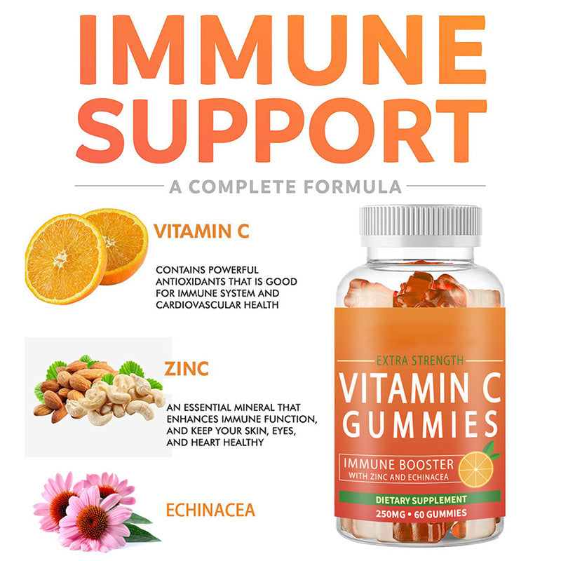 Pre-Order! Mint Flavored Orange Sour Vitamin C Gummies Hard Fruit-Infused Coated Candies 60 Count
