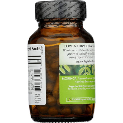 ORGANIC INDIA Moringa Capsules Organic - Moringa Leaf Supplement, Green Superfood Supplement, Pure Supergreen, Vegan Greens, Nature's Multivitamin, Vegan, Gluten-Free - 60 Capsules