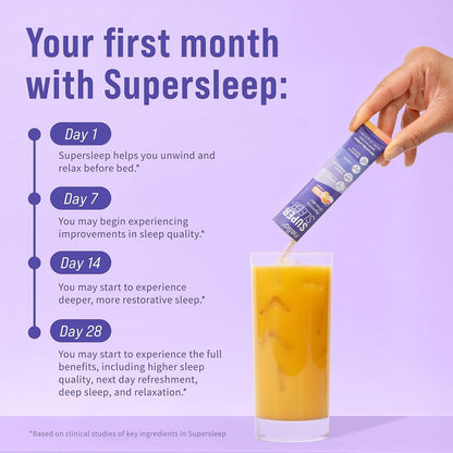 Nello Supersleep, Nighttime Sleep Support Drink Mix, Ashwagandha, Maizinol, L-Glycine, Magnesium Glycinate, Peach Dream (Pack of 20)