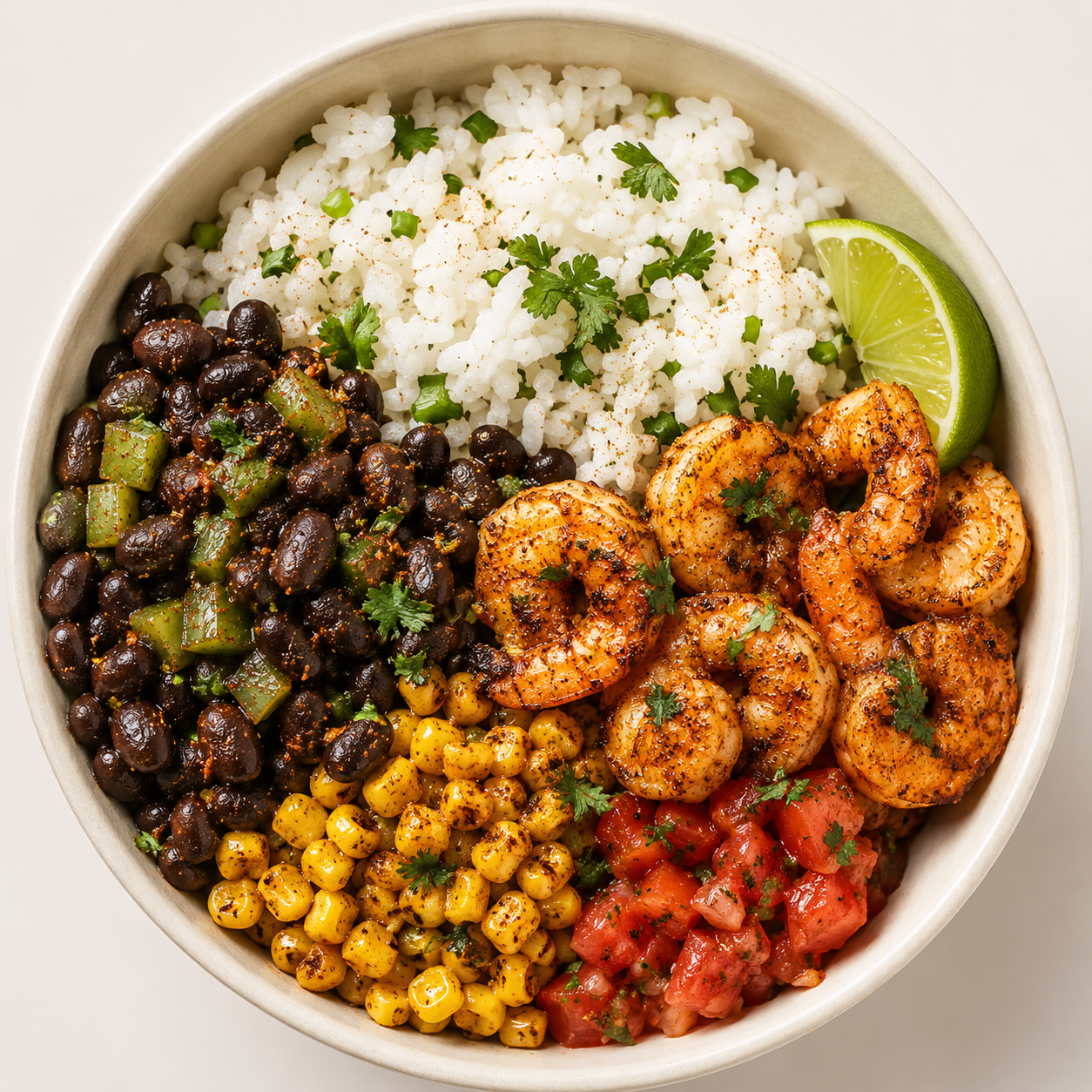 Shrimp Cajun Rice Bowl(Jasmine Rice-Corn-Black Beans)