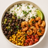 Shrimp Cajun Rice Bowl(Jasmine Rice-Corn-Black Beans)